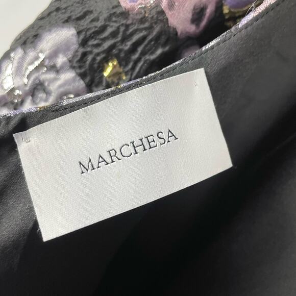 Marchesa Floral Jacquard Cocktail Dress Black Metallic‎ Fit and Flare Mini Sz 6 - Picture 8 of 8